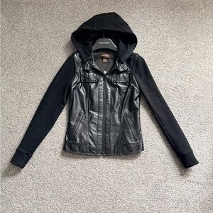 Danier Black Leather Jacket with Hood